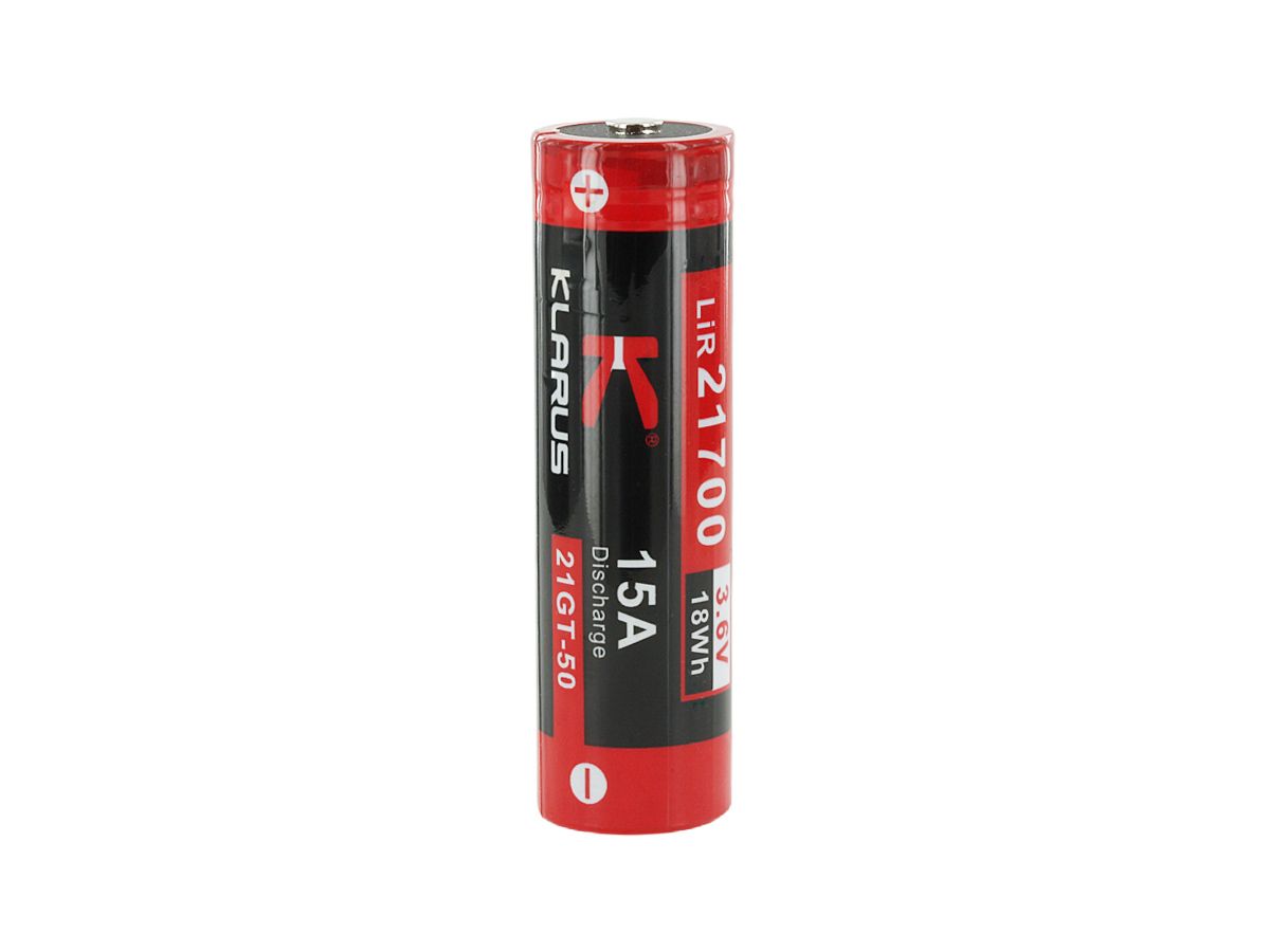 Klarus 21GT-50 INR 21700 5000mAh 3.6V Protected High-Drain 15A Lithium Ion  (Li-ion) Button Top Battery