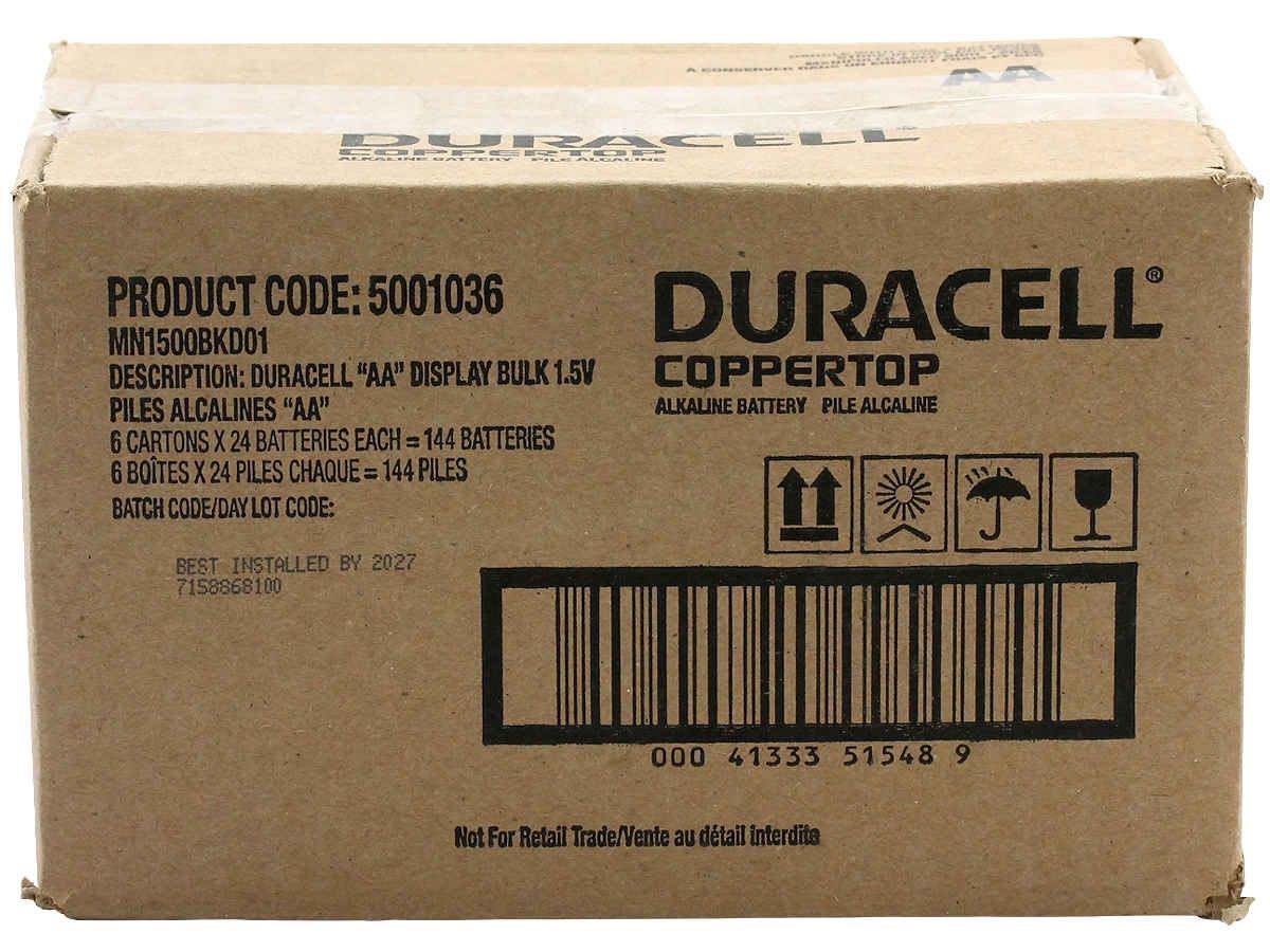Duracell Coppertop Power Boost AA 1.5V Alkaline Batteries - Box of 144