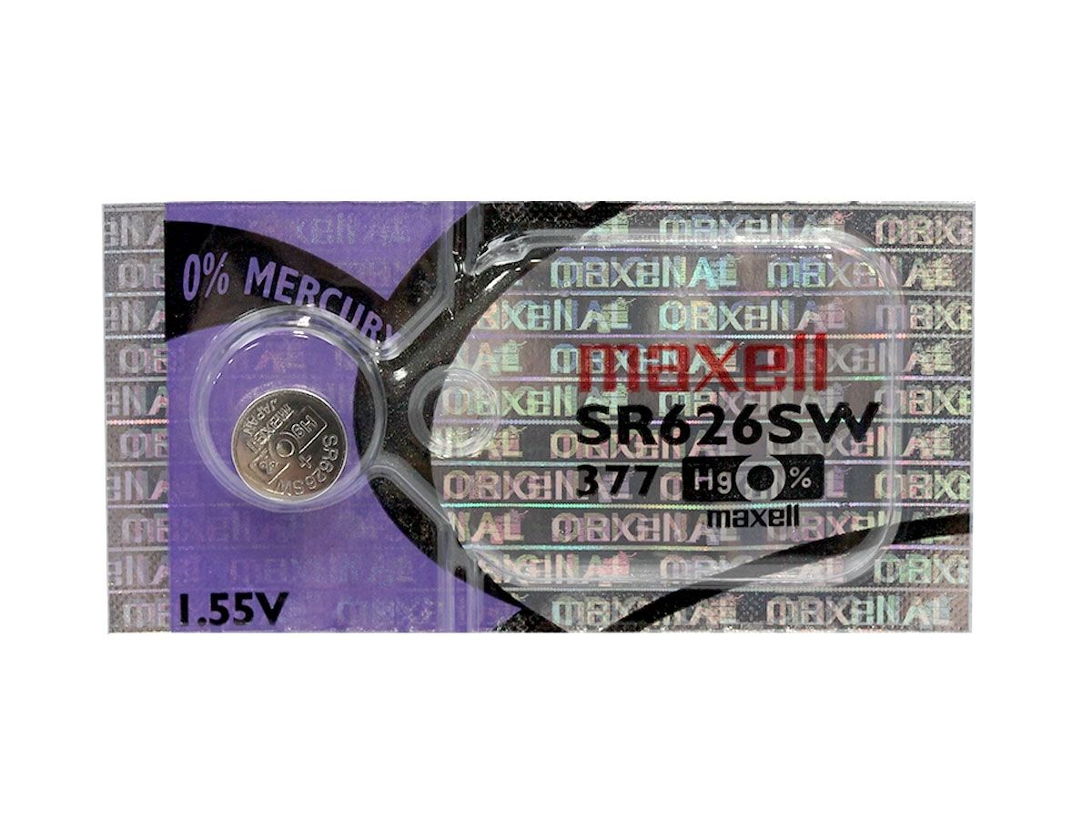 Maxell SR626SW 377 27mAh 1.55V Silver Oxide Button Cell Battery - Hologram  Packaging - 1 Piece Tear Strip, Sold Individually