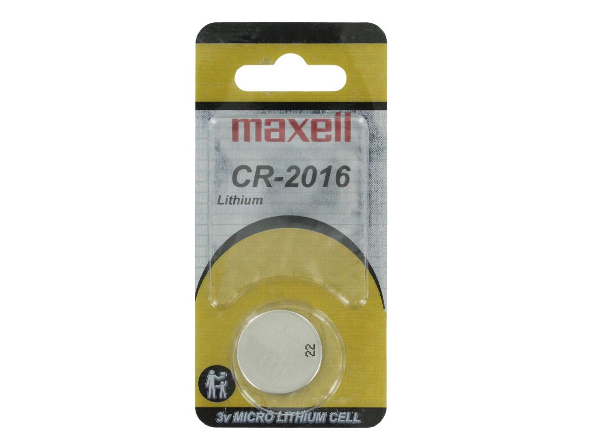 Maxell CR2016 3 Volt Coin Lithium Cell, On Tear Strip