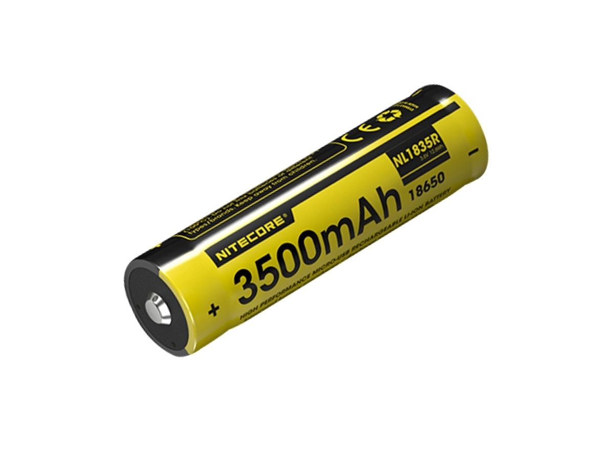 Nitecore NL1835R 18650 3500mAh 3.6V Protected Ion (Li-ion) Button Top Battery with Built In Micro-USB Charging Port