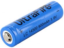 UltraFire UF AA 14500 900mAh 3.6V Unprotected Lithium Ion (Li-ion) Button Top Battery - Boxed
