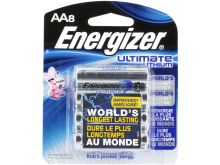 Energizer Ultimate L91-BP-8 AA 3000mAh 1.5V High Energy 5A Lithium (LiFeS2) Button Top Batteries - 8 Pack Retail Card