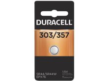 Duracell D303/357, 76A 165mAh 1.5V Silver Oxide Watch/Electronic Button Cell Battery (D303/357B) - 1 Piece Retail Card