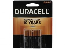 Duracell Coppertop Power Boost MN2400-B4 AAA LR03 1.5V Alkaline Button Top Batteries (MN2400B4) - 4 Piece Retail Card