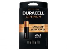 Duracell Optimum AA 1.5V Alkaline Button Top Batteries (OPT1500B4PRT) - 4 Piece Retail Card