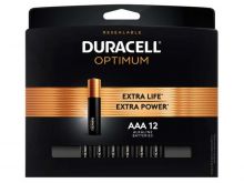 Duracell Optimum AAA 1.5V Alkaline Button Top Batteries (OPT2400B12PR) - 12 Piece Retail Card