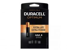 Duracell Optimum AAA 1.5V Alkaline Button Top Batteries (OPT2400B4PRT) - 4 Piece Retail Card