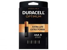 Duracell Optimum AAA 1.5V Alkaline Button Top Batteries (OPT2400B8PRT) - 8 Piece Retail Card