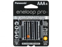 Panasonic Eneloop Pro BK-4HCCA-4BA AAA 950mAh 1.2V Low Self Discharge Nickel Metal Hydride (NiMH) Button Top Batteries - 4 Pack Retail Card