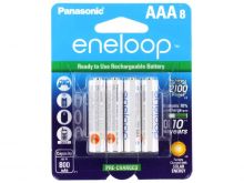 Panasonic Eneloop BK-4MCCA-8BA AAA 800mAh 1.2V Low Self Discharge Nickel Metal Hydride (NiMH) Button Top Batteries - 8 Pack Retail Card