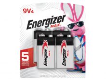 Energizer Max 522BP-4 9V Alkaline Battery with Snap Connector - 4 Pack Retail Card