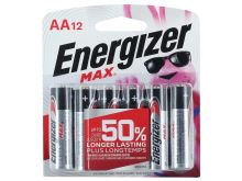 Energizer Max E91BW12EM AA 1.5V Alkaline Button Top Batteries - 12 Piece Blister Pack