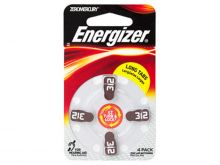 Energizer EZ Turn & Lock Size 312 160mAh 1.4V Zinc Air Hearing Aid Batteries - 4 Count Blister Pack - Mercury Free (AZ312DPA4)
