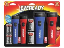 Energizer Eveready 4-Pack Economy LED Flashlights - 25 Lumens - Uses 2 x D (Included) and 4 x AA (Included) - EVM5511S