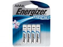 Energizer Ultimate Lithium AAA 1250mAh 1.5V 1.5A Lithium (LiFeS2) Button Top Batteries - 8 Piece Retail Card (L92SBP-8)