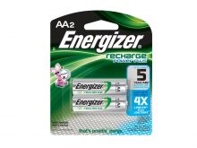 Energizer Recharge NH15-BP-2 AA 2300mAh 1.2V Nickel Metal Hydride (NiMH) Button Top Batteries - 2 Piece Retail Card