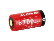 Klarus 16340 700mAh 3.7V Protected Lithium Ion (Li-Ion) Button Top Battery - Plastic Case