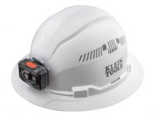 Klein Tools Vented Hard Hat with USB-C Rechargeable Headlamp - 300 Lumens - Uses Built-In Li-ion Battery Pack (60407RL)