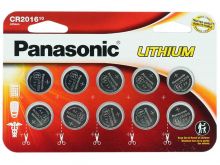 Panasonic CR2016 90mAh 3V Lithium (LiMnO2) Coin Cell Battery - 10 Piece Wide Size Carded Packaging
