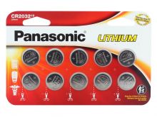 Panasonic CR2032 220mAh 3V Lithium (LiMnO2) Coin Cell Battery - 10 Piece Wide Size Retail Card