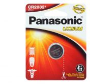 Panasonic CR2032 220mAh 3V Lithium (LiMnO2) Coin Cell Battery - 1 Piece Standard Size Retail Card