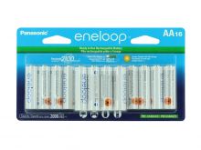Panasonic Eneloop AA 2000mAh 1.2V Low Self Discharge Nickel Metal Hydride (NiMH) Button Top Batteries - 16 Pack Retail Card (BK-3MCCA16FA-16AA)