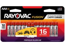 Rayovac Fusion 824-16SCT AAA 1.5V Alkaline Button Top Batteries - 16 Piece Retail Card