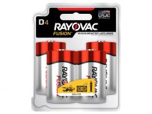 Rayovac Fusion 813-4T D-cell 1.5V Alkaline Button Top Batteries - 4 Piece Retail Card