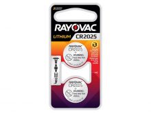 Rayovac Specialty CR2025 165mAh 3V Lithium Primary (LiMNO2) Coin Cell Batteries for Keyless Entry - 2 Piece Retail Card (KECR2025-2G)