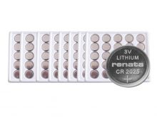 Renata CR2025 3V 165mAh Coin Cell Batteries Lithium (Li-MnO2) - Tray of 200