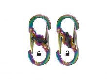 Nite Ize S-Biner MicroLock - Stainless Steel Double-Gated Carabiner with Twisting Lock - 2 Pack - Black (LSBM-01-2R3), Stainless (LSBM-11-2R3), or Spectrum (NITEIZE-LSBM-07-2R3)