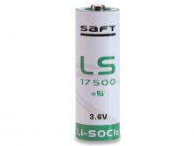 Saft LS-17500 A Size 3600mAh 3.6V Lithium Thionyl Chloride (LiSOCI2) Button Top Primary Battery - Bulk