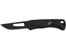 SOG Centi I Folding Knife - 1.4 Inch Straight Edge, Straight Back, Hardcased Black Finish - Black Stainless Steel Handle - Blister Pack (SOG-CE1002-CP)