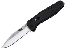 SOG Flare Assisted Folding Knife - 3.5 Inch Straight Edge - Clip Point - Satin Finish - Black - Blister Pack (FLA1001-CP)
