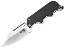 SOG Instinct Fixed Blade Knife - 2.3-inch Straight Edge, Clip Point - Satin Polished - Black G10 Handle - Hard Nylon Sheath - Clam Pack