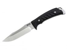 SOG Pillar Fixed Blade Knife - 5 Inch Straight Edge - Clip Point - USA MADE - Box - Stone Wash - Black