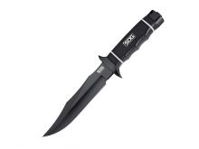 SOG Tech Bowie Fixed Black Knife -  6.4-inch Straight Edge, Clip Point - Black TiNi - Black Handle - Boxed (S10B-K)