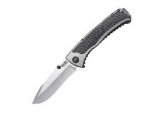 SOG SideSwipe Folding Knife - 3.4-inch Straight Edge, Clip Point - Bead Blasted - Grey Handle - Clam Pack (SW1011-CP)