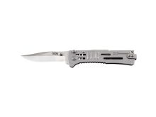 SOG Slim Jim Folding Knife - 3.18-inch Straight Edge, Clip Point -  Hardcased Black with Black Handle (SJ32) or Satin Finish with Silver Handle (SJ31) - Clam Shelled