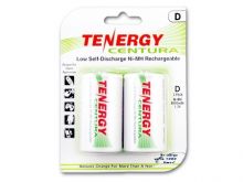 Tenergy Centura LSD 10107 D-cell 8000mAh 1.2V Nickel Metal Hydride (NiMH) Button Top Batteries - 2 Piece Retail Card