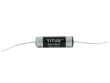 Titus ER14505M-AX AA 1800mAh 3.6V Lithium Thionyl Chloride (LiSOCI2) Spiral Wound Button Top Battery with Axial Leads - Bulk