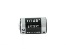 Titus ER14250M 1/2 AA 750mAh 3.6V Lithium Thionyl Chloride (LiSOCI2) Spiral Wound Button Top Battery - Bulk