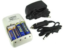 Titanium Innovations CH-TP 1-Hour 4-Bay Smart Ultra-Quick Battery Charger - NiMH, NiCd AA and AAAs - AC 100-240V + DC Adapters