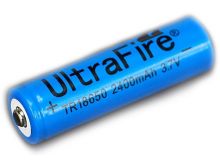 UltraFire TR 18650 2400mAh 3.7V Unprotected Lithium Ion (Li-ion) Button Top Battery - Bulk