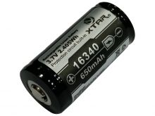 Xtar RCR123A / 16340 650mAh 3.6V Protected Lithium Ion (Li-ion) Button Top Battery - Boxed