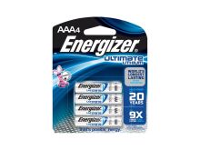 Energizer Ultimate L92-BP-4 AAA 1250mAh 1.5V High Energy 1.5A Lithium (LiFeS2) Button Top Batteries - 4 Pack Retail Card