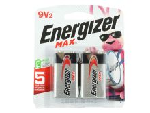 Energizer Max 522-BP-2 9V Alkaline Battery with Snap Connector - 2 Piece Retail Card