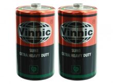 Vinnic Extra Heavy Duty ER20MSG (2SHK) D 6400mAh 1.5V Zinc Chloride Batteries - 2 Pack Shrink Wrap (72 Shrink Packs per Case)