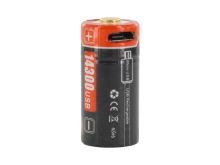 Folomov 14300 520mAh 3.7V Lithium Ion (Li-ion) Button Top Battery with Micro-USB Charging Port